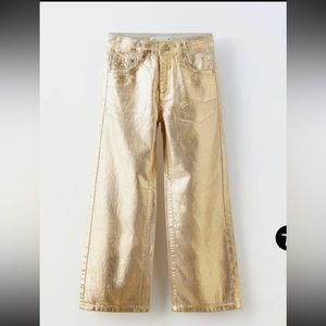zara gold jeans
